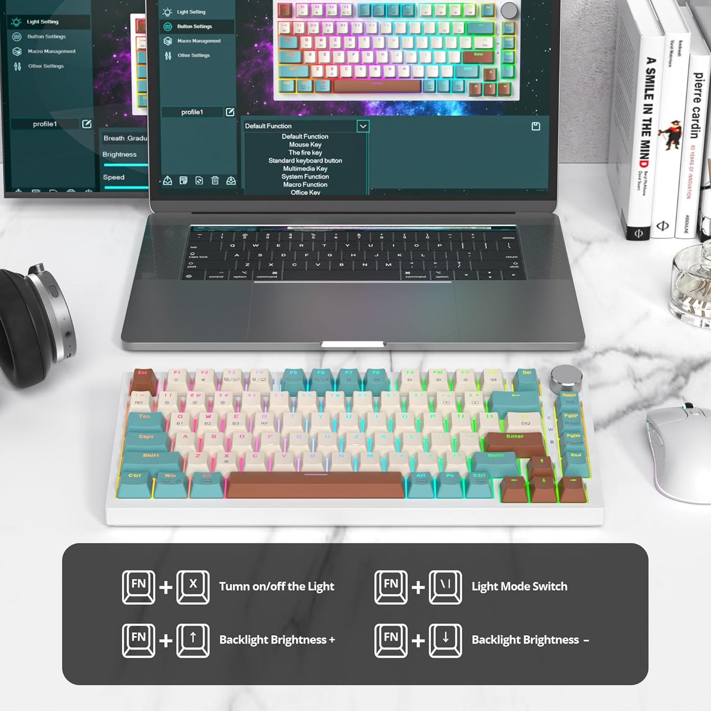 400PRO 75% Wireless Creamy Mechanical Keyboard Pink, Gasket Hot Swappable RGB Gaming Keyboard, Bluetooth/2.4GHz/USB-C Cute Keyboard with Pre-lubed Cream Grey Switches (82 Pink Cyan)