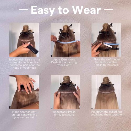 Full Shine Genius Weft Tape in Hair Extensions Color 1 Jet Black Wide Double Weft Tape in Extensions Real Human Hair Seamless Invisible PU Long Weft Hair Extensions 24Inch 50G Daily Office Look