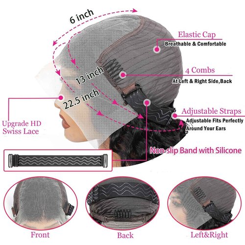 KVFCT 13x6 HD Lace Front Wigs Human Hair Deep Wave Wig for Women 200% Density Transparent Curly Lace Front Wigs 24 Inch Deep Wave Frontal Wigs Pre Plucked Wet and Wave Lace Front Wigs with Baby Hair