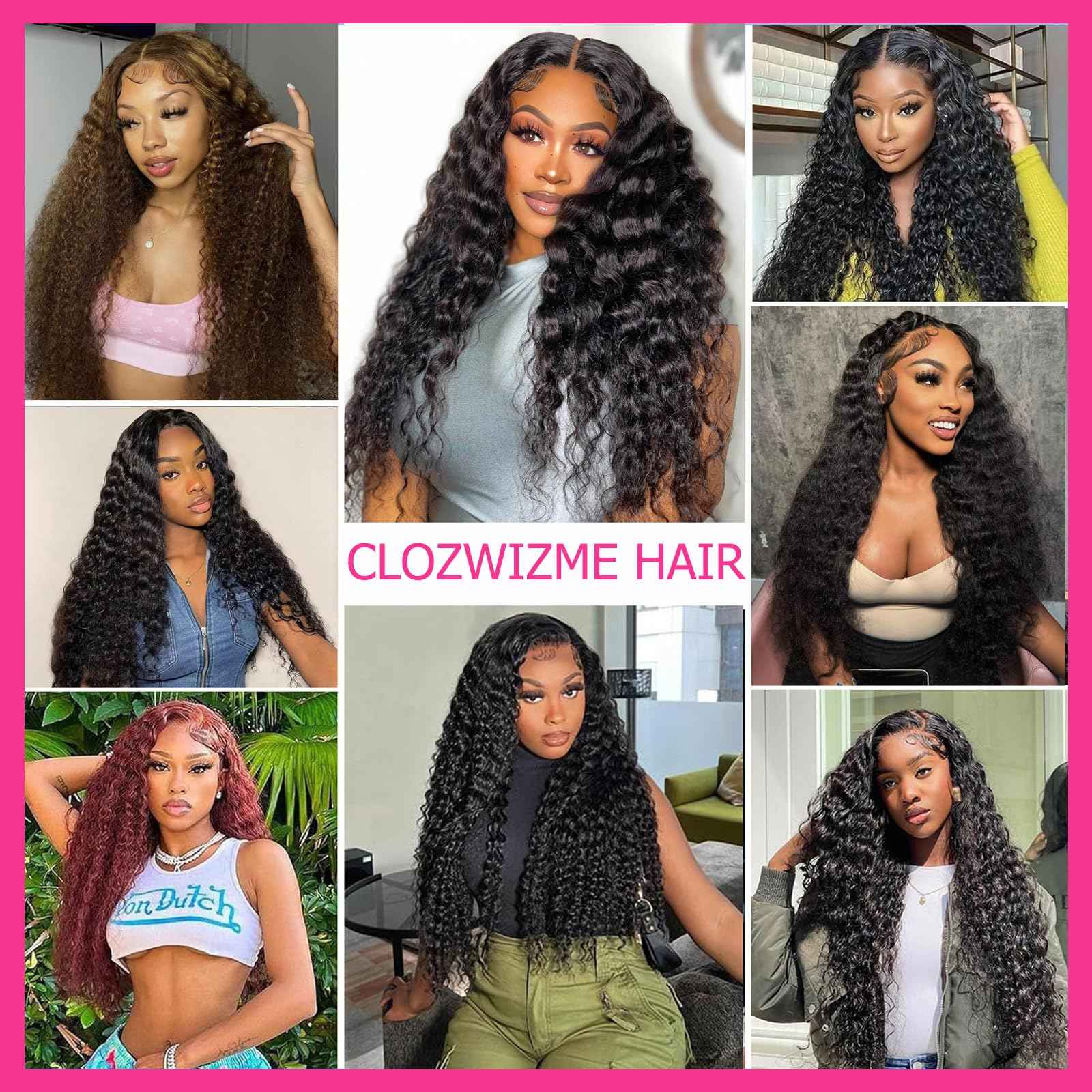 20 Inch Deep Wave Frontal 13x4 HD Lace Front Human Hair Pre Plucked with Baby Hair Ear to Ear Transparent Lace Frontal Closure 100% Virgin Deep Wave Lace Frontal