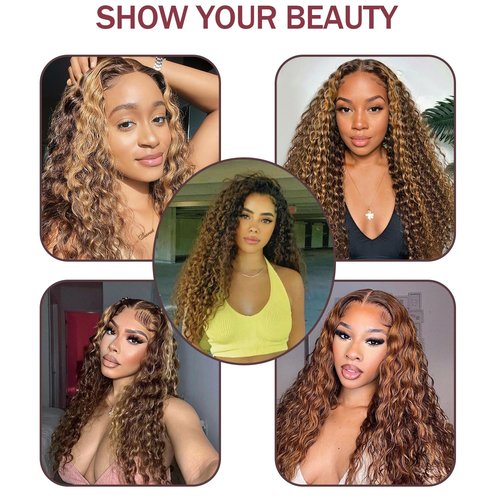 YINGRUN Honey Blonde Wig Human Hair 13×4 Wave Lace Front Wigs Human Glueless Wigs Human Hair Pre Plucked Pre Cut Black Women with Baby Hair 23 Inch