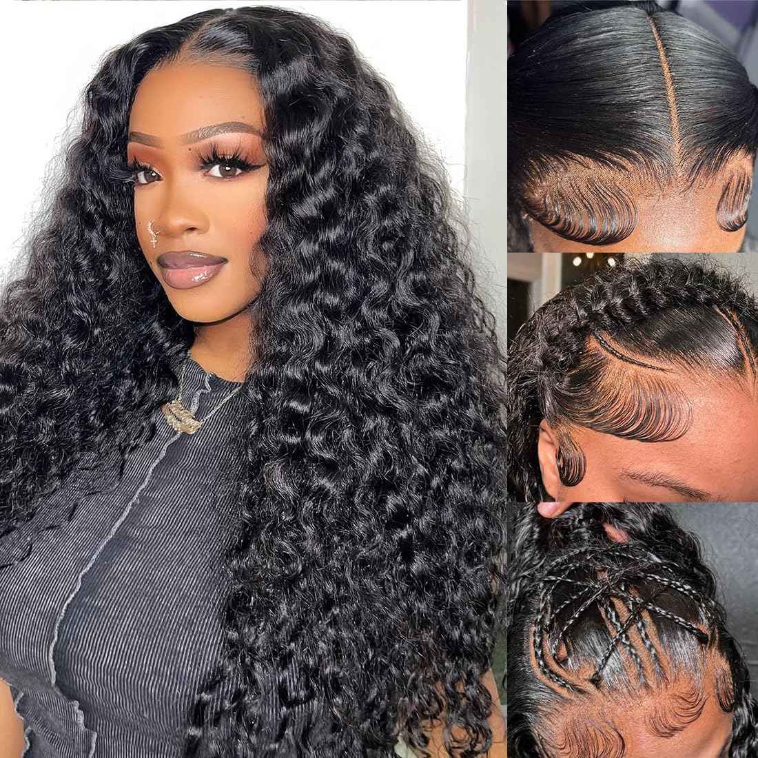 InsQueen 𝗜𝗻𝘀𝗤𝘂𝗲𝗲𝗻 Wet and Wavy Human Hair Wig Pre Plucked Pre Bleached Knots 13x6 HD Lace Front Wigs for Black Women 200 Density Brazilian Remy Human Hair (26 Inch)