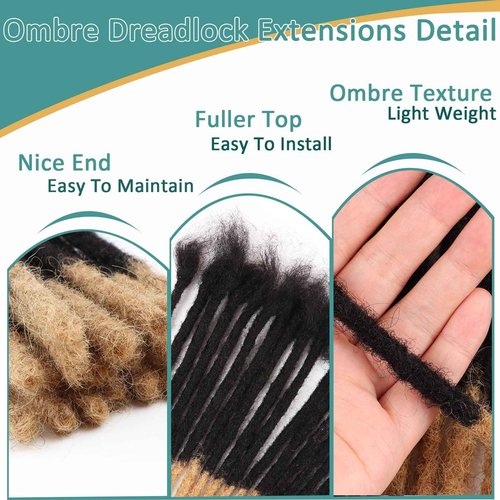 Viovian 0.6cm Locs Extensions Human Hair 10 Inch 30 Strands Ombre Dread Extensions Human Hair Dreadlock Extensions for Men Human Dreads Extensions Color 1b/27
