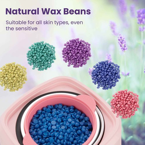 Sunvivi Wax Kit Digital Hair Removal Waxing Kit for Women & Men, Hot Wax Warmer Pot with 5 Bag Hard Wax Beads, Wax Melt Warmer Kit for Full Body, Legs, Face, Bikini,Sensitive skin, Pink