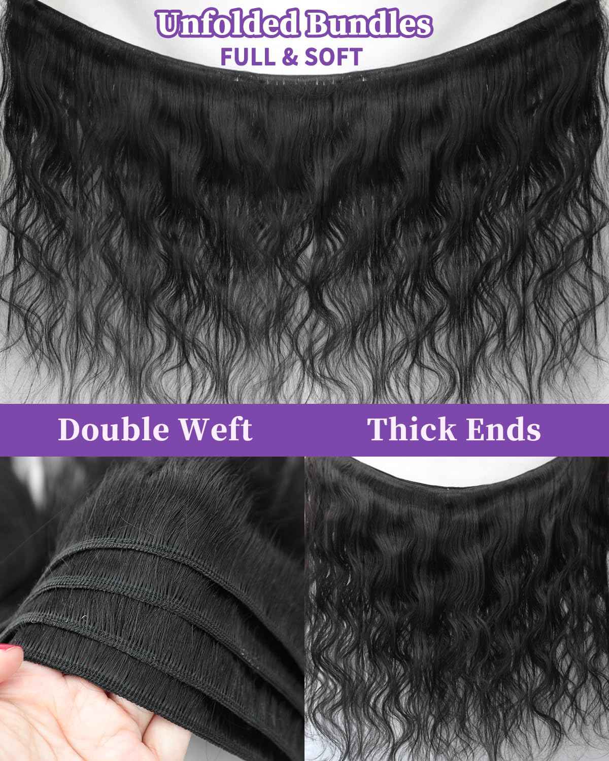 Human Hair Bundles 18 20 22 Inch 3 Bundles Human Hair Body Wave 12A Real 100% Raw Unprocessed Brazilian Virgin Sew in Quick Weave Natural Black Deals Thick Hair Extensions