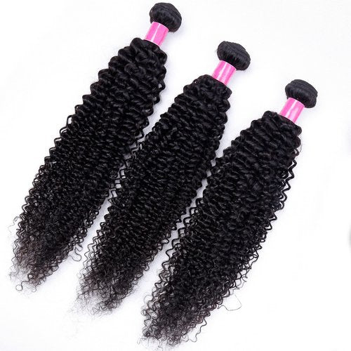 Kinky Curly Human Hair Bundles Brazilian Kinky Curly Weave Human Hair Bundle 10A Unprocessed Virgin Human Hair Bundles (14 16 18) Natural Color
