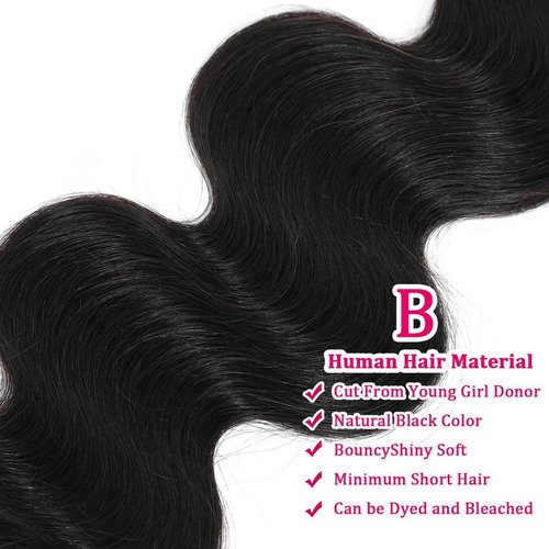 Human Hair Bundles Body Wave Bundles Human Hair 14 16 18 Inch 12A Grade 100% Unprocessed Brazilian Virgin Hair Body Wave 3 Bundles Deals Real Human Hair Extensions For Black Women Natural Black