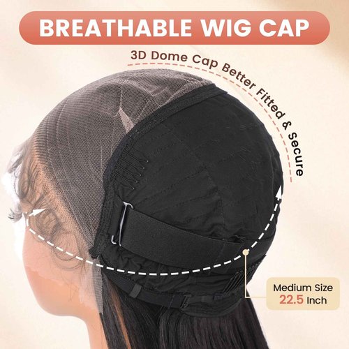 Synthetic Lace Front Wig 13x6 HD Glueless Lace Frontal Wig Pre Plucked Hairline with Baby Hair Long Yaki Straight Layered Lace Wigs for Black Women Daily Use (Natural Black, 24 Inch)
