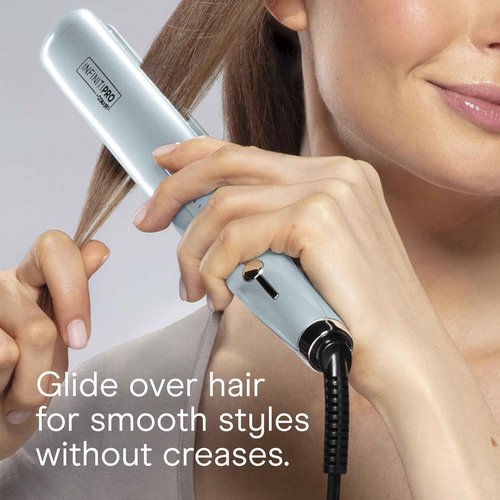 INFINITI PRO CONAIR SmoothWrap Dual Ion 1 Inch Flat Iron Hair Straightener, 1-Inch Flat Iron Produces More Volume and Less Frizz, 5 Heat Settings, For All Hair Types and Textures, Blue