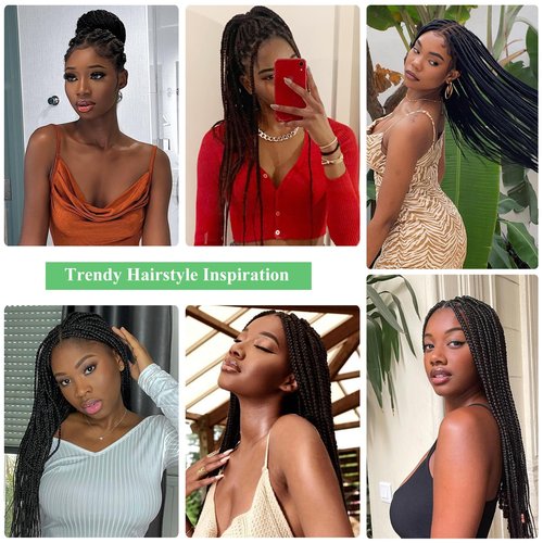 Youthfee 13x8 HD Lace Front Box Braided Wigs for Women Knotless Braided Lace Wig With Baby Hair Full Lace Braiding Wig 24" Premium Synthetic Braid Lace Front Wigs