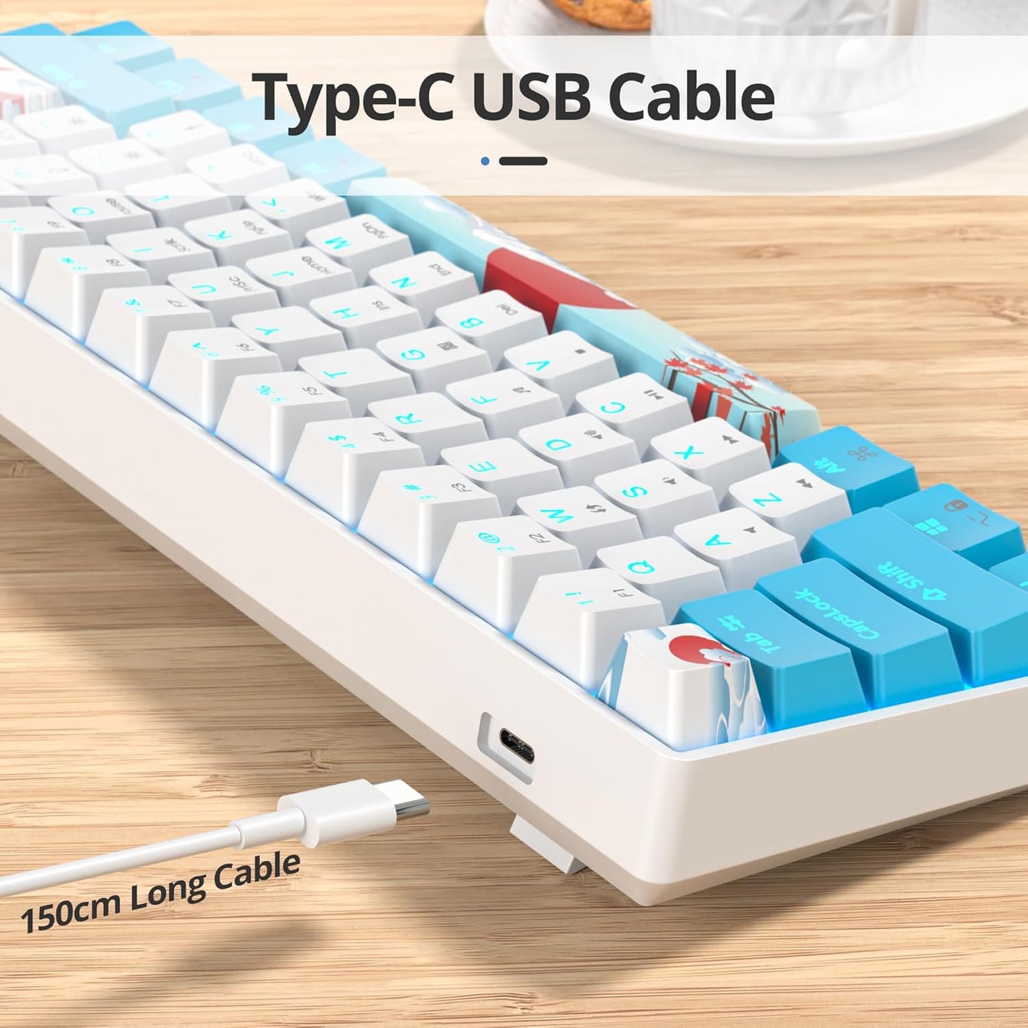 60 Percent Gaming Keyboard 61 Keys Wired Mechanical Keyboard Ultra Compact Key Board Red Switch LED Backlit for Windows Laptop Gamer
