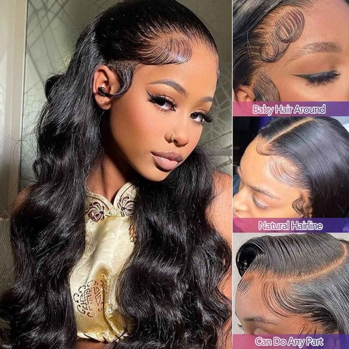 Body Wave Lace Front Wigs Human Hair Pre Plucked 13x4 HD Transparent Lace Frontal Wigs Human Hair 26 inch 150 Density Glueless Human Hair Wigs for Black Women Natural Color