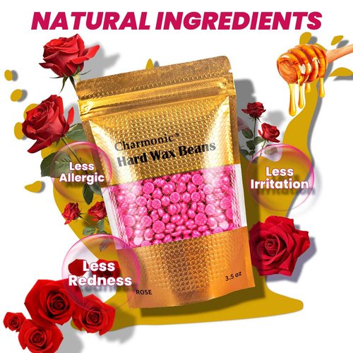 Charmonic Hard Wax Beads, 10 LB Wax Beans, Bulk Hair Waxing Beads for Face, Eyebrow, Brazilian, Legs, Body and Bikini Hair Removal, Depilatory Wax Bead, at Home Waxing Kit for Women & Men (Rose)