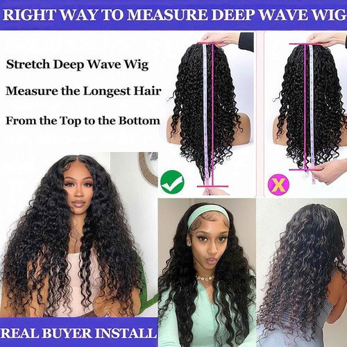 VOLLIUKE 30 Inch Deep Wave Lace Front Wigs Human Hair 13x6 HD Transparent Deep Curly Lace Frontal Wigs 200% Density Glueless Wigs Human Hair pre Plucked with Baby Hair Natural Color