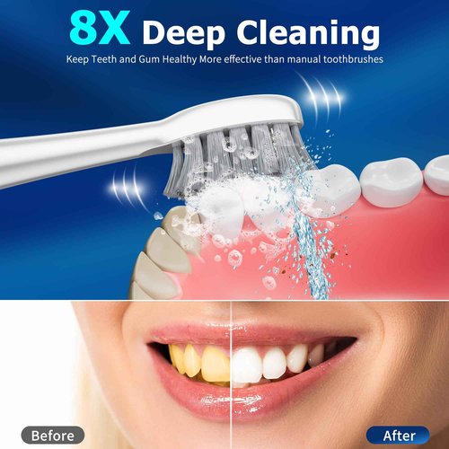 OILSAO Electric Toothbrush with Water Flosser, Professional Sonic Flossing Toothbrush with 5 Brush Modes & 3 Floss Speeds, 500ML Electric Flosser Combo for Teeth Cleaning,White