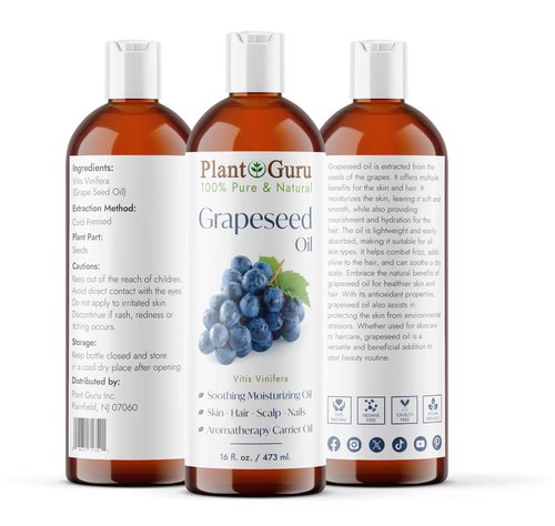 Carrier Oil Variety Set 16 oz Cold Pressed 100% Pure Natural Almond, Avocado, Coconut Fractionated, Grapeseed. For Aromatherapy Essential Oils, Skin & Hair Growth Moisturizer. Perfect for Body Massage