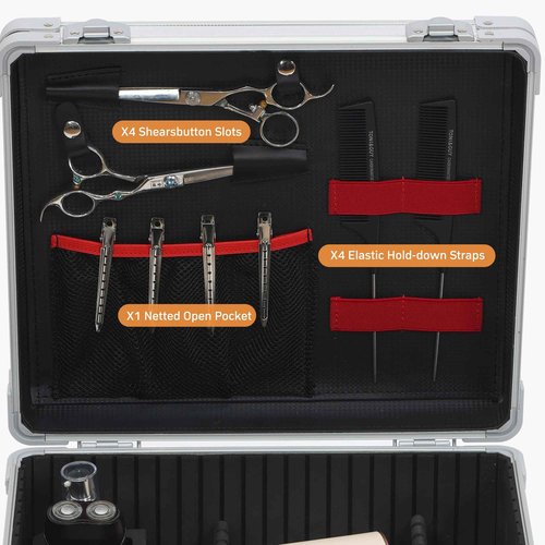 CHUANGJIN Large Barber Carrying Case, Hairdresser Tool Box Organizer Traveling Case, Portable Travel Barber Suitcase for Hair Stylist Pet Groomer Beauty Salon Makeup Artist