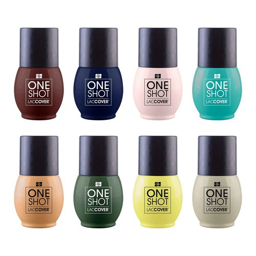 LACCOVER ONE SHOT - NAIL POLISH GEL SET SPIRIT COLLECTION, 8 COLORS, 1/2 Fl Oz each one, by NAIL FACTORY