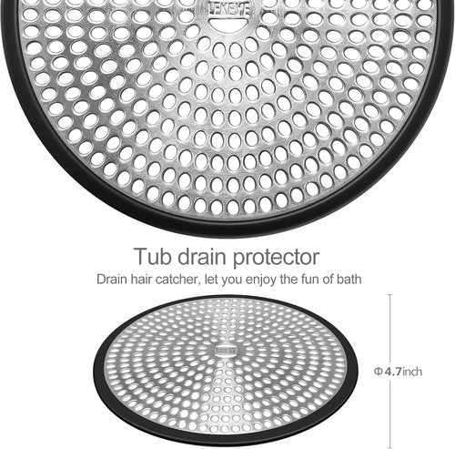 LEKEYE Shower Drain Hair Catcher | Strainer | Shower Stall Drain Cover | Bathroom Drain Protector Stainless Steel and Silicone(Black)