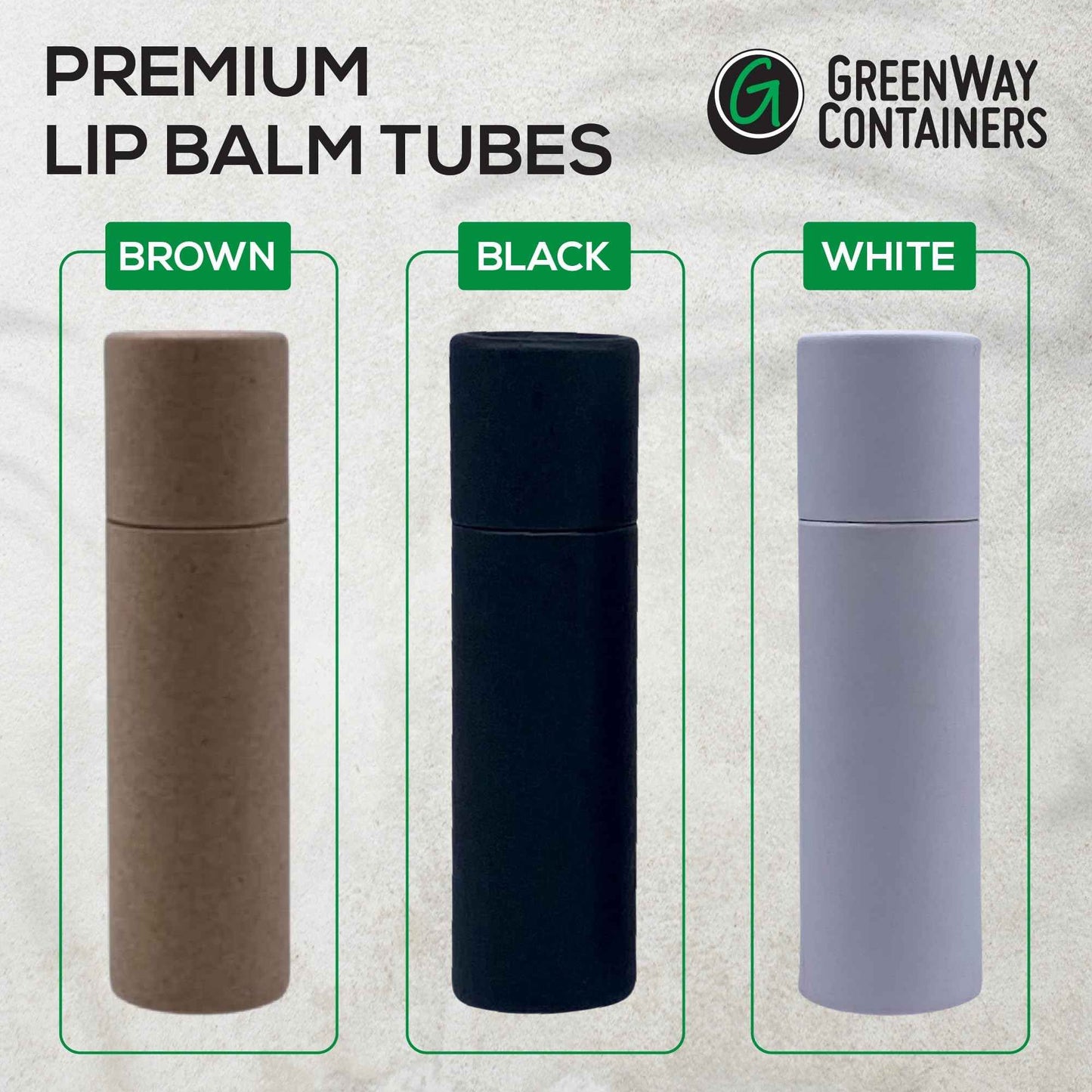 GreenWay 0.3oz / 8.5g Kraft Paperboard Lip Balm Tubes with Lids - 50 Pack Lip Gloss Tubes Refillable DIY Cosmetic Containers - Lip Balm Containers Chapstick Tubes Empty Holder Tubes - Black