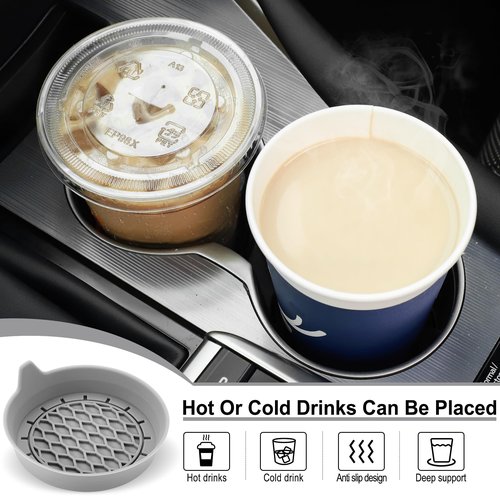 SINGARO Car Cup Holder Coaster, Silicone Cup Holder Insert, Universal Non-Slip Cup Holders, Car Accessories Interior for Women and Man 4 Pack Gray