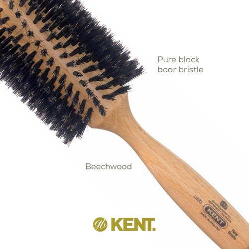 Kent LBR3 Finest Hair Brushes for Women Blow Dry Brush Made of Beechwood - Spiral Radial Boar Bristle Hairbrush for Long and Thick Hair - Royal Salon Style Straightening Pure Wood Brush from Kent