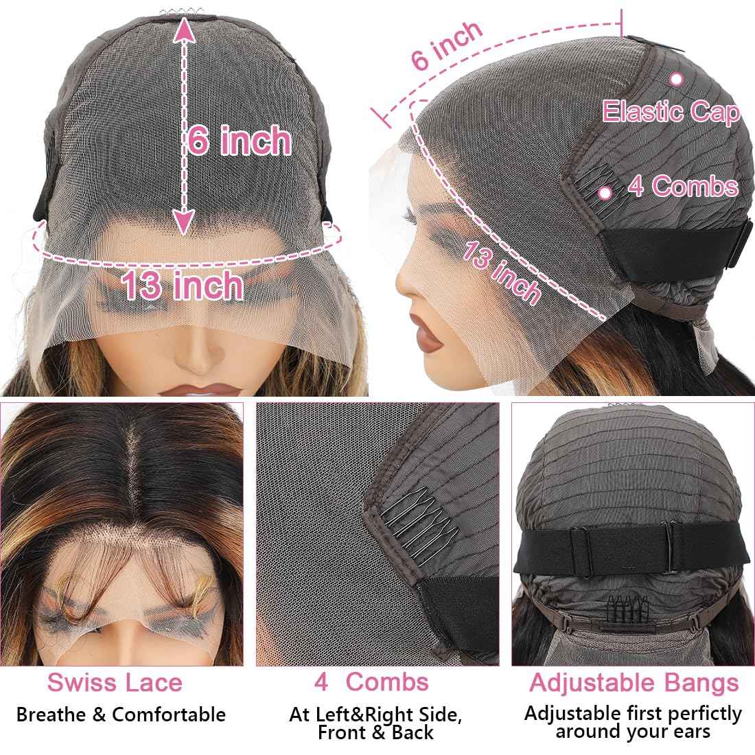 30 Inch 1B/27 13x6 Balayage Highlight Ombre Body Wave Lace Front Wigs Human Hair 200 Density Honey Blonde Colored Lace Frontal Glueless Wigs Human Hair Pre Plucked for Women with Baby Hair