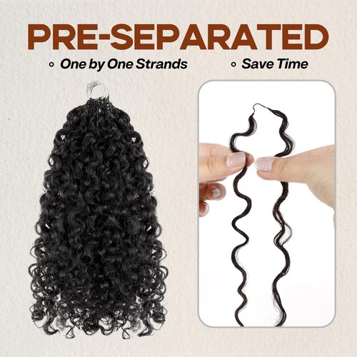 Afro Kinky Curly Human Crochet Hair Extensions Pre-Sparated Multi-Textured Kinky Curly Feather Crochet Human Twist Braiding Hair For Black Women (60 Gram, 18 Inch)