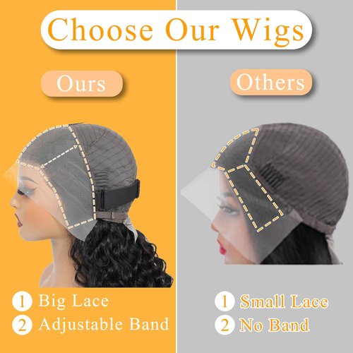 DZFAYESM 13x4 Deep Wave Lace Front Wigs Human Hair 200% Density Black Curly Human Hair Wig Short Natural Wigs for Black Women Transparent Lace Frontal Wig for Daily Wear 18 Inch