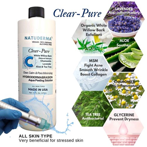 Hydrodermabrasion Solution, Aqua Peeling Serum, Solution for Wet Microdermabrasion, 3 bottles of 16 oz each, Natuderma Hydro Serum. MADE IN USA