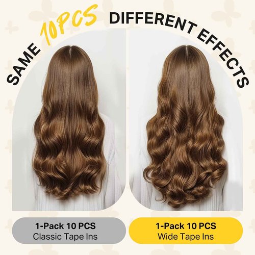 DOORES Tape in Hair Extensions Human Hair, Dark Brown 18 Inch 50g 10pcs, Wide Tape in Extensions Real Remy Invisible Seamless Tape-ins Silky Straight Skin Weft Folding Wear