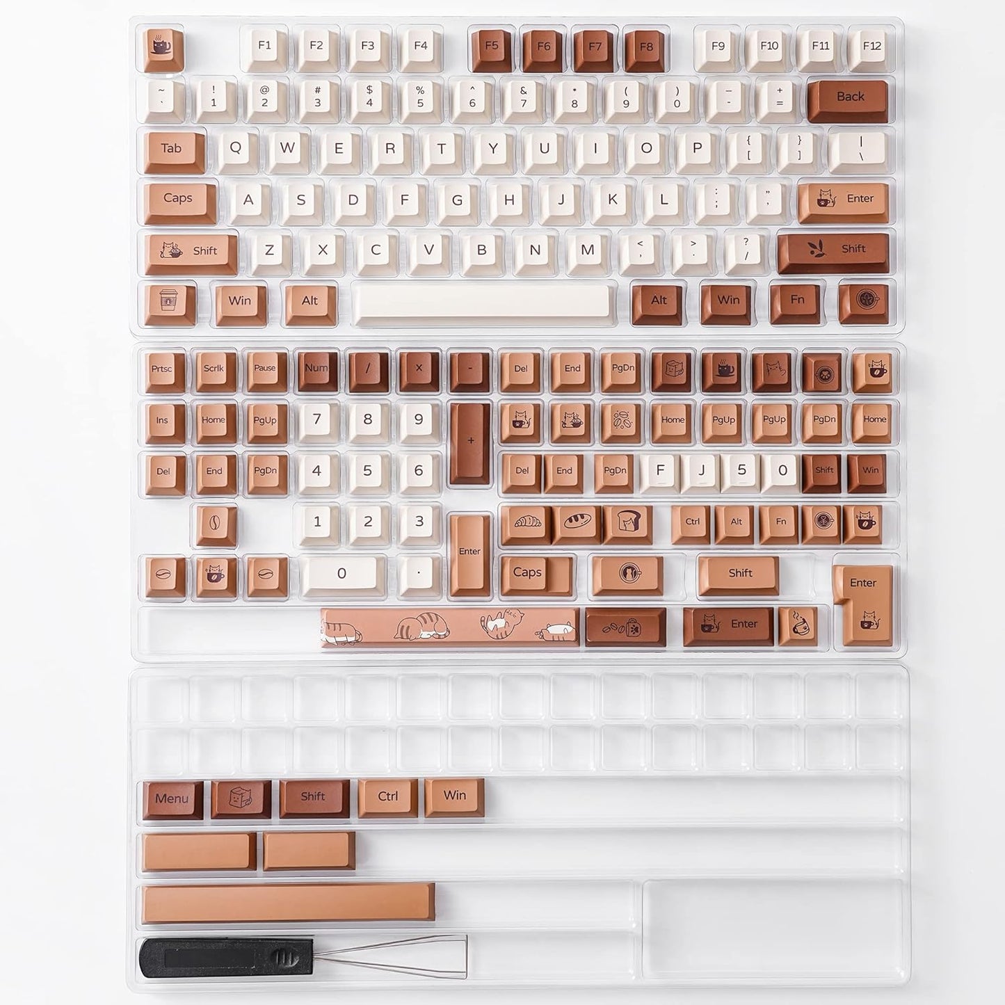 YUNZII YZ75 Hot Swappable Wireless Keyboard(Gateron G Pro Black, Black), Coffee Cat Dye Sub PBT Keycaps(Cherry Profile, Coffee Cat)