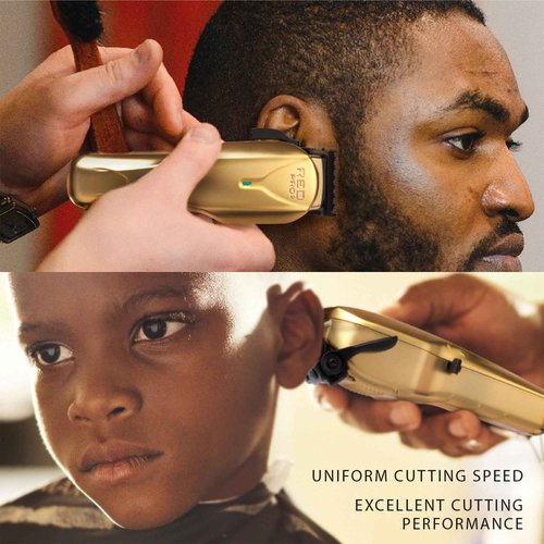 RED Pro Professional Cordless Hair Clipper for Men, Electric Rechargeable Hair Clipper Set for Barbers and Stylists with Up to 150 Minutes Battery Life, 6 Clippers Guide Included (Matte Gold)
