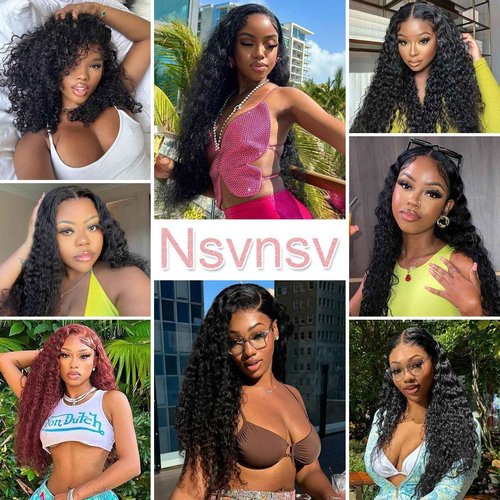Nsvnsv 13x6 Deep Wave Lace Front Wigs Human Hair Wigs for Women 180% Density HD Transparent Deep Curly Lace Frontal Wigs Human Hair Pre Plucked with Baby Hair Natural Color 20 Inch