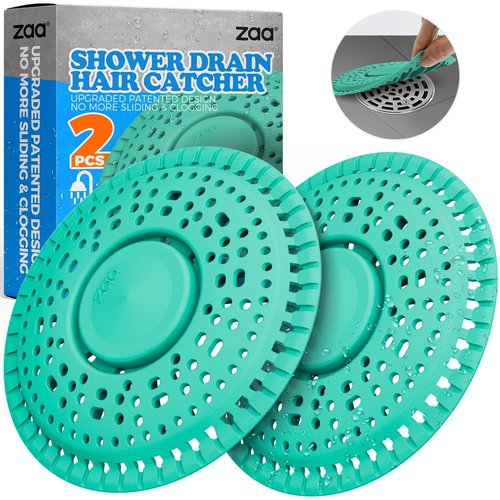 zaa Shower Drain Hair Catcher, 2 Pack Premium Silicone Drain Protector & Shower Drain Cover for Regular Drains of Shower Room and Bathroom, Mint