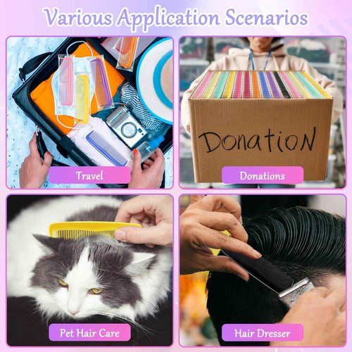 HOFASON 500 Pack Combs Bulk for Women Kids, Individually Wrapped Plastic Pocket Hair Combs Set Small Bulk Travel Combs for Styling, Homeless, Hotel, Shelter, Nursing Home, Charity, 10 Colors