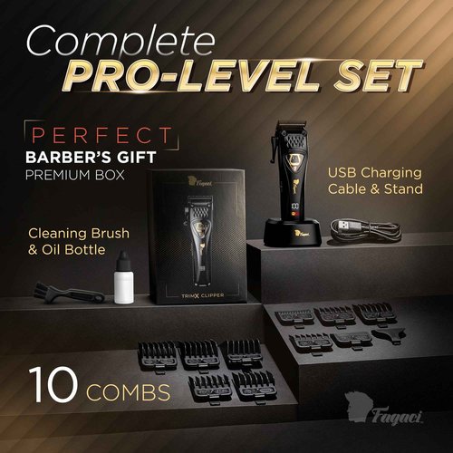 Fagaci Professional Hair Clippers for Men with DLC Blades and High Torque, Vector Motor 12000 RPM Professional Barber Clippers Cordless, Mens Hair Clipper Cordless Set