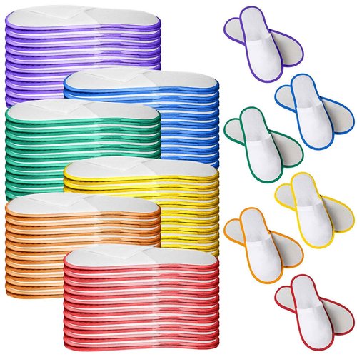 Cheecen 60 Pairs Disposable Slippers Bulk Non Slip Velvet Spa Slippers Soft Closed Toe Thick Travel Slipper for Guest Hotel Indoor House Home Wedding Bedroom Rainbow Gay Pride Party Supplies