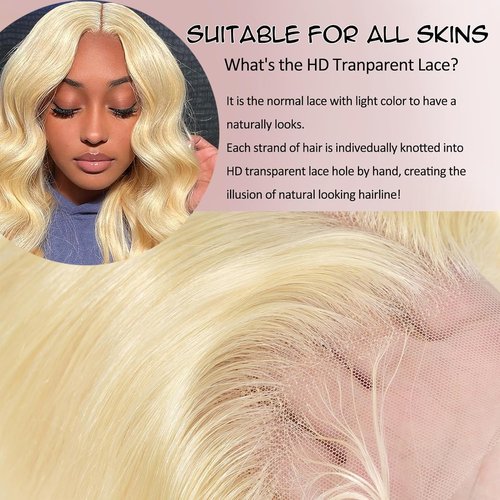 613 Hd Frontal 13X4 Lace Closure Human Hair Blonde Frontal Closure 12A Grade Brazilian Virgin Human Hair for Women Pre Plucked Bleached Knots 22 Inch