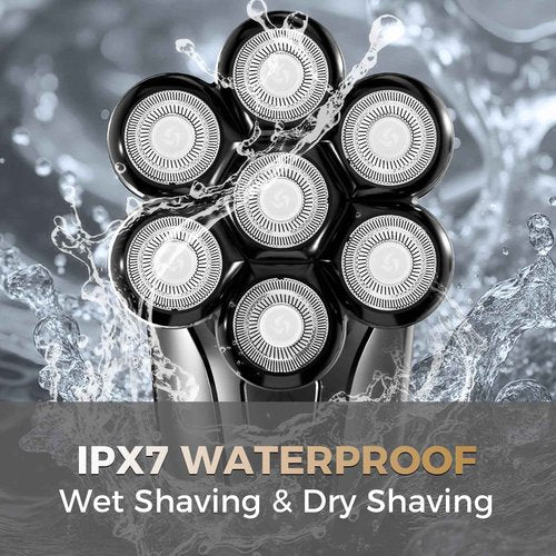 Ufree 7D Rotating Head Shaver for Bald Men, Magnetic Detachable Blades, IPX7 Waterproof Electric Razor, Head Face Beard Trimmer Grooming Kit with USB Fast Charge, Smart LED Display, Mens Gifts