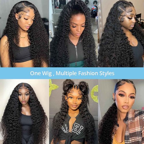UWLK 30 Inch Deep Wave Lace Front Wigs Human Hair 200 Density 13x6 HD Transparent Lace Front Wigs for Women Pre Plcked Glueless Deep Curly Wigs with Baby Hair