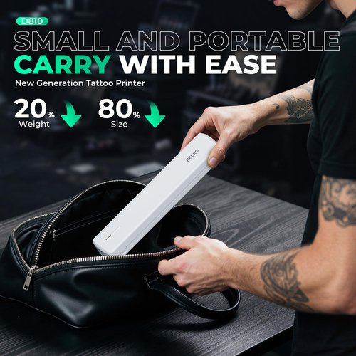 Nelko D810 Tattoo Stencil Printer, Wireless Thermal Tattoo Printer with 10pcs Tattoo Transfer Papers, Portable Tattoo Machine for Artist & Beginners, Compatible with Phone Pad and PC, Beige