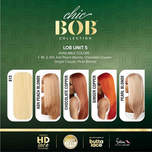 Sensationnel Chicbob Lace Frontwig - Lob Unit 5 Face Framing Glueless Wig Wide 5 Inch Deep Part Synthetic Preplucked Hairline (613 BLONDE)