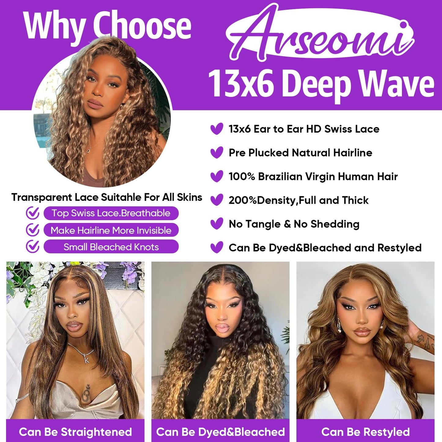 13x6 Highlight Ombre Lace Front Wigs Human Hair P4/27 Honey Blonde Lace Frontal Wigs Human Hair 200 Density Colored deep Curly Glueless Lace Front Wigs Pre Plucked with Baby Hair for Women (24 Inch)