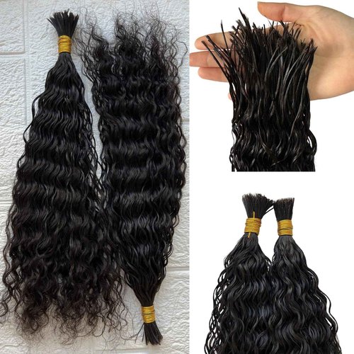 Bulk Pre Divided Human Hair for Crochet Boho Braids Extensions Curly Double Drawn Bulk Human Hair Bundles for Braiding Loose Deep Wave No Weft for Women 20inch 320 roots 100g