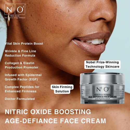 N1O1 Moisturizer Face Cream - Day & Night Face Moisturizer with Nitric Oxide, Peptide Complex, Epidermal Growth Factor - Tightening & Firming Skin Care Products for Wrinkles, Dark Spots - 1.75 oz.
