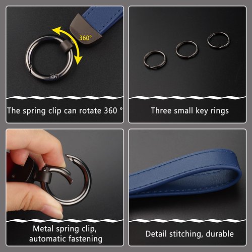 Turcee Leather Car Keychain, Creative Personality Key Fob, Accessories Universal Keychain for Men and Women (Blue)