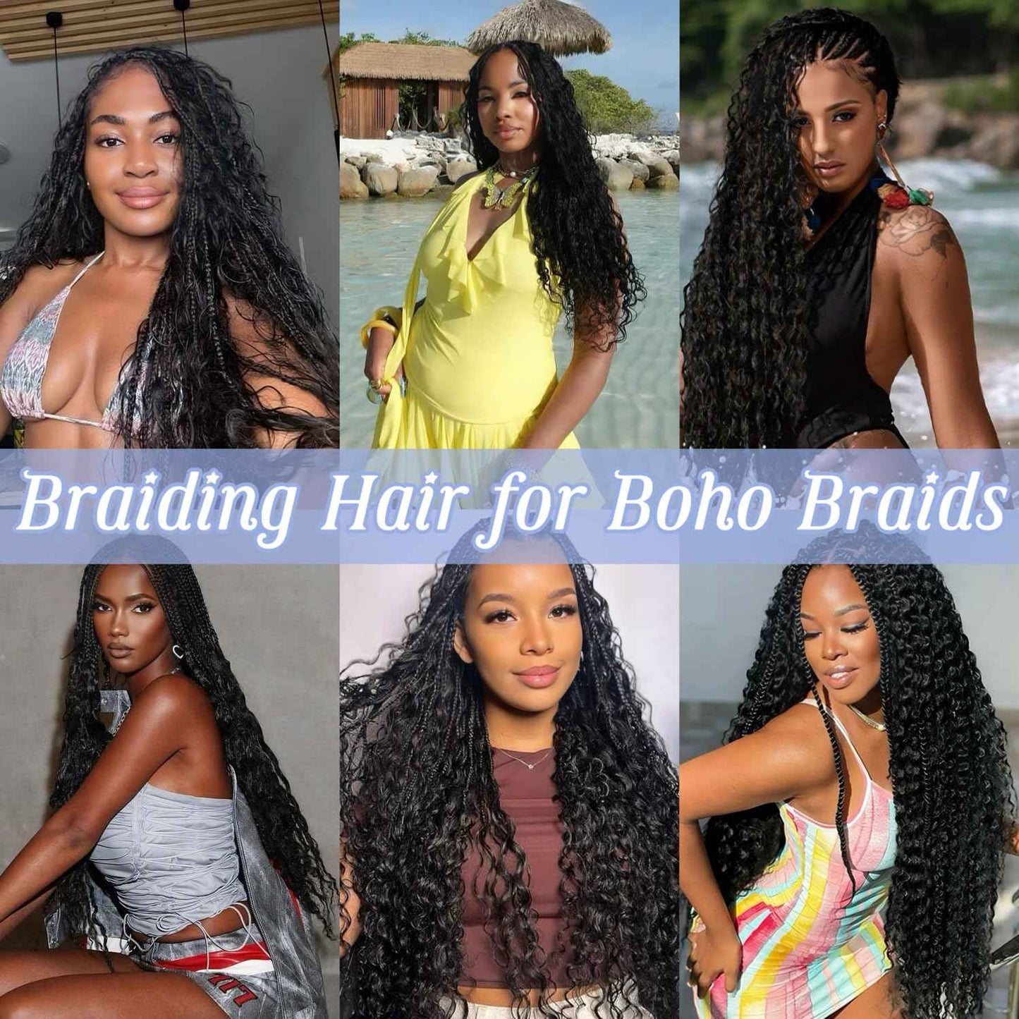 Human Braiding Hair for Boho Braids 20inch 100% human hair Water Wave Bulk Braiding Knotless No Weft Curly Bundles Human Hair Wet and Wavy Micro Hair Extensions Bulk 2 Bundles 100g hair Natural Color