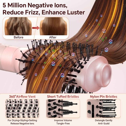HydraStyl 5 in 1 Hot Air Styler, Hair Dryer Brush with Auto Wrap Curler, 110,000 RPM High-Speed Blow Dryer Styler, Frizz-Free Styling for All Hair Types-Straight, Wavy & Curly, No Heat Damage, 1200W