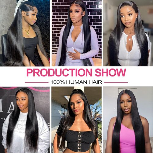 Klinner 12A Straight Bundles Human Hair 22 24 26 Inch 100% Unprocessed Brazilian Virgin Hair Bundles Straight Hair 3 Bundles Weave Bundles Human Hair Extension